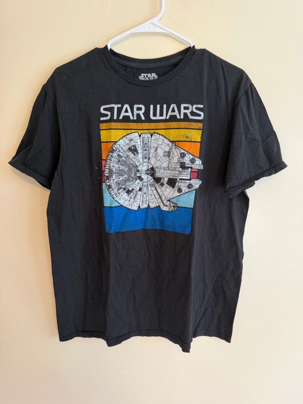 Star Wars Black Graphic Tee with Millennium Falcon